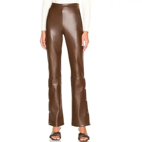 Superdown Paloma Brown Vegan Leather Pant NWT Size XS